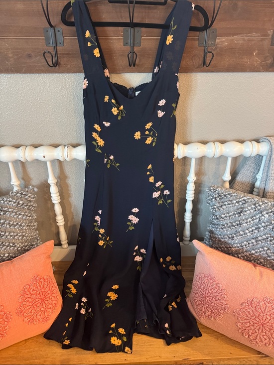 Reformation Dresses & Skirts - Reformation Black Maxi Dress with Yellow & Pink Floral Print